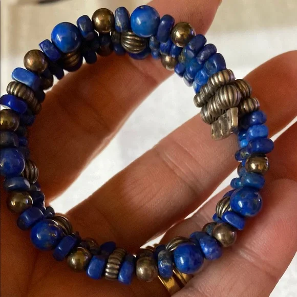 Blue and Silver Beaded Bracelet